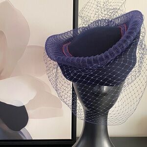 Vintage Navy Blue Veil Hat